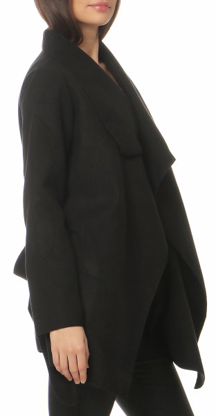 Mantel kurz mit Wasserfall Schnitt Coat 3041 (schwarz)