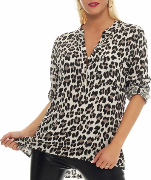 Bluse mit Leoparden Print 6702 (beige)