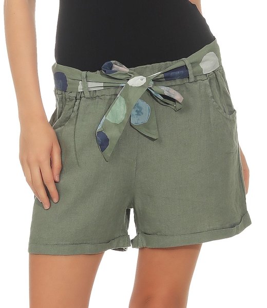 Shorts aus Leinen Bermuda 6058 (oliv, M)