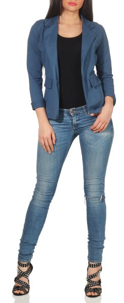 Jersey Blazer in Unifarben 1654 (jeansblau, XL)