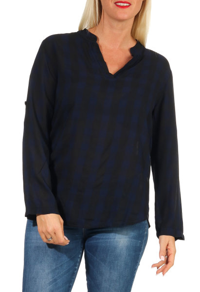 Bluse Hemd-Shirt kariert 20650 (dunkelblau)