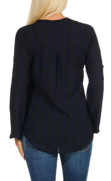 Bluse Hemd-Shirt kariert 20650 (dunkelblau)