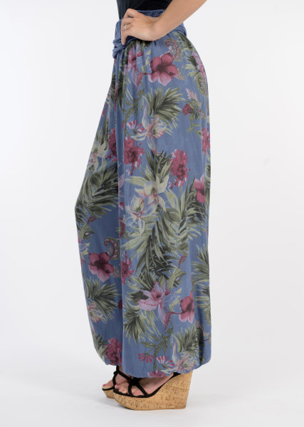 Aladinhose mit floralem Muster Pluderhose  mit Orient Print 8939  (jeansblau)