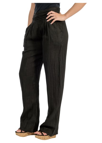 Hose aus Leinen Unifarben Freizeithose für den Strand Chino - Jogginghose 2727 (schwarz  S)