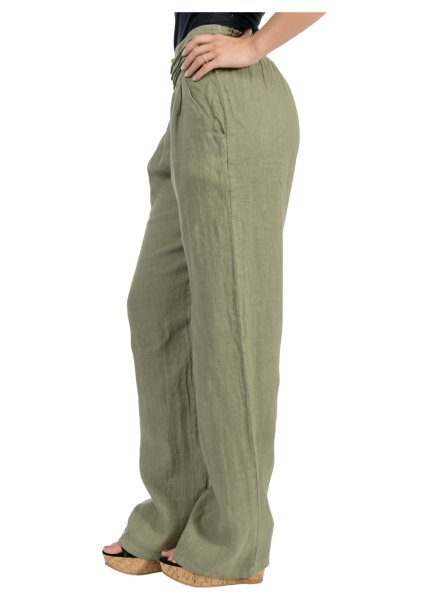 Hose aus Leinen Unifarben Freizeithose für den Strand Chino - Jogginghose 2727 (oliv M)